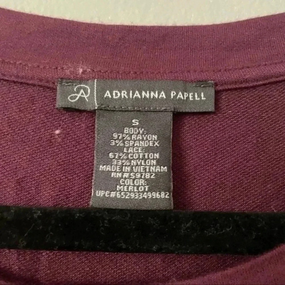 Adrianna Papell overlay lace top in Merlot Small - Picture 7 of 7